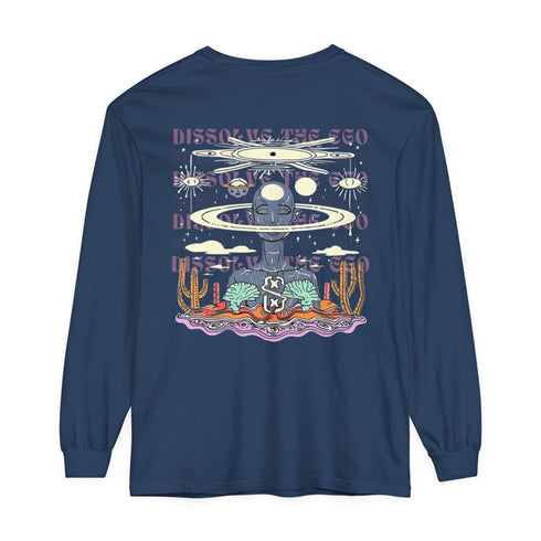 Dissolve The Ego (Back design) - Unisex Garment-dyed Long Sleeve T-Shirt
